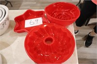 3 Pc Silicone Bakeware (red)