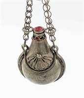 Metal Flask Snuff Bottle With Stopper And Spoon