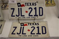 FRONT AND BACK TEXAS LICENSE PLATES