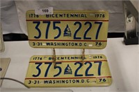 FRONT AND BACK BICENTENNIAL D.C PLATES