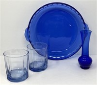 Anchor Hocking Glasses, Pyrex Pie Dish and Vase