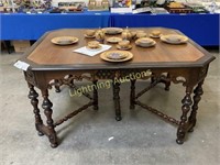 ANTIQUE COUNTRY SQUARE MAHOGANY DINING TABLE