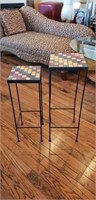 Lot of 2 Tile Top & Metal Accent Tables