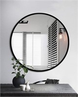 19.7 Small Round Mirror  Brushed Metal Frame