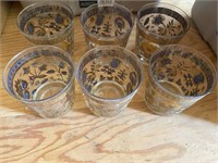 Vintage MCM Floral Glassware x6