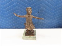 Bronze 7.5" Blindfolded Girl Statue FIgure on mrbl