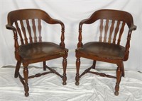 2 Vintage Oak Taylor Wood Arm Side Chair