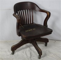 Antique Wood Office Desk Chair 20th Century