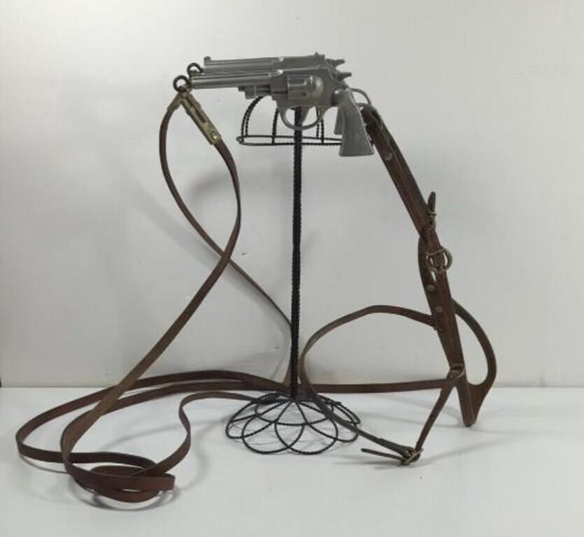 Horse Bridle With Silver Tone Guns And Leather
