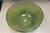 Vintage Ribbed Glass Salad Bowl