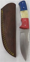 HAND FORGED KNIFE &LEATHER CASE*RED/WHITE/BLUE