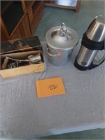Vintage meat grinder, ice bucket and