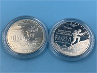 2 1991 Korean war commemorative silver dollars D &
