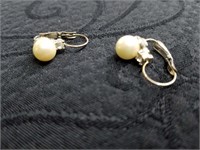 Faux diamond and pearl earrings