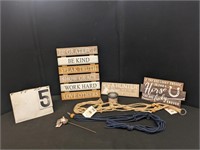Group of Home Decor Signs & Rope Plant Hanger