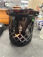 RUBY CUT TO CLEAR GLASS LIDDED JAR