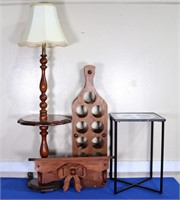 Wine Rack, Lamp, Table & Shelf
