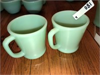 Pr of Jadeite Coffee Mugs