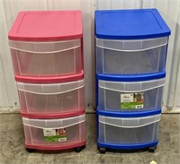 (AB) 
Pair of 3 Drawer  Plastic Organizers