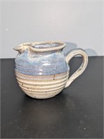 Pottery Pitcher Blue & Cream