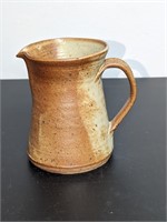 Vintage Pottery Pitcher Brown Signed