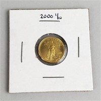 2000 1/10 Ounce Fine Gold Five Dollar Coin.