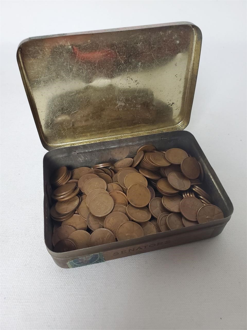 Vintage Tin Box Full of Wheat Cents