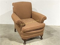 Antique Chair W/ Paw Feet, Modern Upholstery