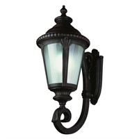 Four Light Black Clear Seeded Glass Wall Lantern