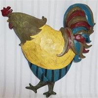 Painted Wood Rooster Chicken - Wall Hanging Decor