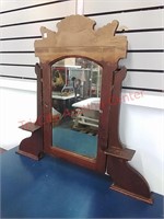 Tilting Dresser Mirror, ornate wood 31x33x4