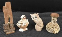 Lot Of Owl And Shell Decore