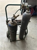 Oxygen - acetylene  set w/ cart, hoses and torch