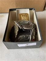 Small Box of Collectible Belt Buckles