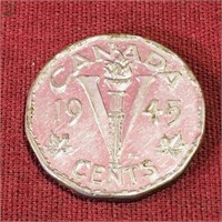 1945 Canada 5 Cent "Victory" Steel Coin