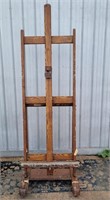 LARGE ANTIQUE WOODEN EASEL WITH PROVENANCE