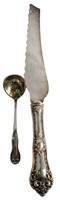 STERLING SILVER BREAD KNIFE AND LADLE