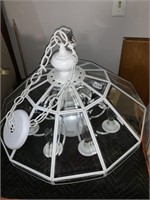 White metal Hanging light fixture with beveled