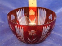 Ruby Red Cut to Clear Bowl