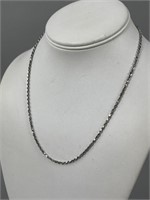 14K White Gold 18'' Diamond Cut Rope Necklace
