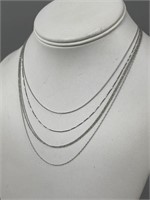 Four 16'' to 18'' 14K White Gold Necklaces