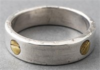 Modern Cartier Love Style Silver & Brass Band Ring