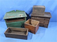 3 Wood Boxes, 2-drawer Wood Jewelry Box