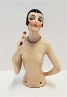 Antique German Porcelain Flapper Pincushion Doll