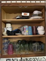 Glassware & Contents of Cabinet
