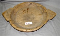 Primitive Wood Carved Bowl 21"l x 15"w