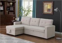 Devion Fabric Reversible Sleeper Sofa-Beige  Large
