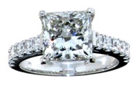14k Gold 3.81 ct Princess Cut Lab Diamond Ring