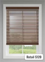 Levolor 72x64in Walnut Faux Wood Blind