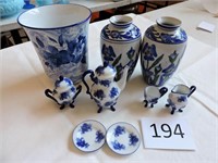 Floral Ceramic Blue vases & Tea Set
